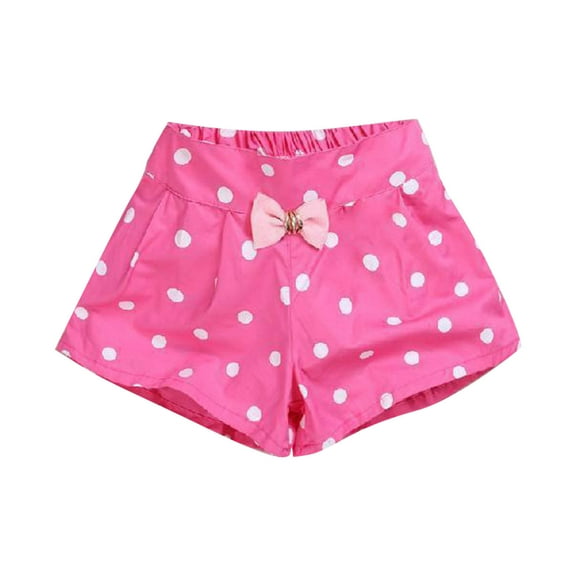 Generic Toddler Girls' High Waist Shorts Kids Baby Girls Boys Cotton Short Pants Polka Dot Printed Bow Shorts for 2-13 Years