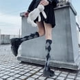 thumbnail image 6 of Knee High Socks Harajuku Preppy Style Argyle Diamond Lattice Plaid Vintage Lolita Stockings, 6 of 7