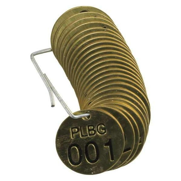 Brady Numbered Tag Set,Brass,1 1/2in W,PK25 23260