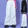 thumbnail image 5 of ZACPNCV Hip Hop Dance Cargo Pants for Girls Boys Wide Leg High Elastic Waisted Jogger Sweatpants Streetwear Active Pants 9-10 Years, 5 of 5