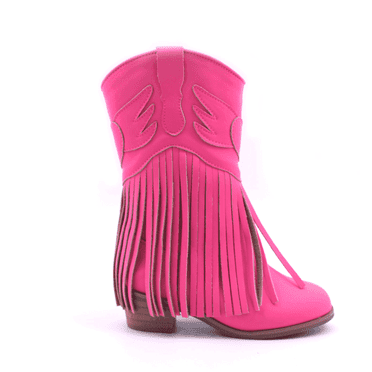 Girls Jolene fringe leather Cowgirl Boots with heel, Barbie Pink 9T
