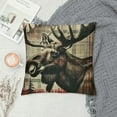 thumbnail image 2 of Creowell Moose Throw Pillow Cover Wild Animals Woodland Pillow Cover for Boys,Red Checkered Buffalo Plaid Cushion Case Vintage Lattice Lodge Cabin Rustic Farmhouse Decor 18x18in, 2 of 5