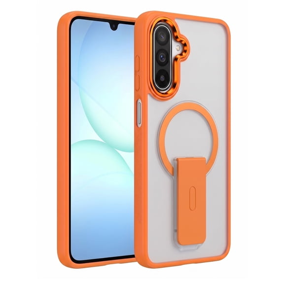 Dteck Matte Case for Samsung Galaxy A57 5G,Shockproof TPU PC Case Compatible with Mag Safe Kickstand Frosted Translucent Back Cover,Orange