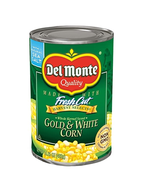 Del Monte Canned Harvest Selects Gold And White Whole Kernel Corn, 15.25 Ounce