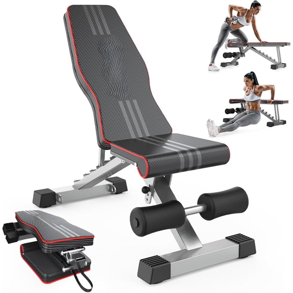Adjustable Weight Bench for Full Body Workout; Foldable Bench Press Bench of Home Gym Strength Training; Incline Decline Flat Utility Workout Bench with Quick Folding& Fast Adjustment