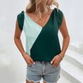 thumbnail image 2 of Verano mujer moda colores contrastantes cuello en V sin mangas Casual Tee Tops de encaje Fridja gh7018, 2 of 9