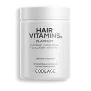 Codeage Hair Vitamins Platinum - Lustriva Hair Growth Support, Spermidine, AstraGin, Biotin, Keratin, Collagen, Enzymes, Omega-3, Multivitamins, Probiotics – Healthy Hair Supplement - 90 Capsules