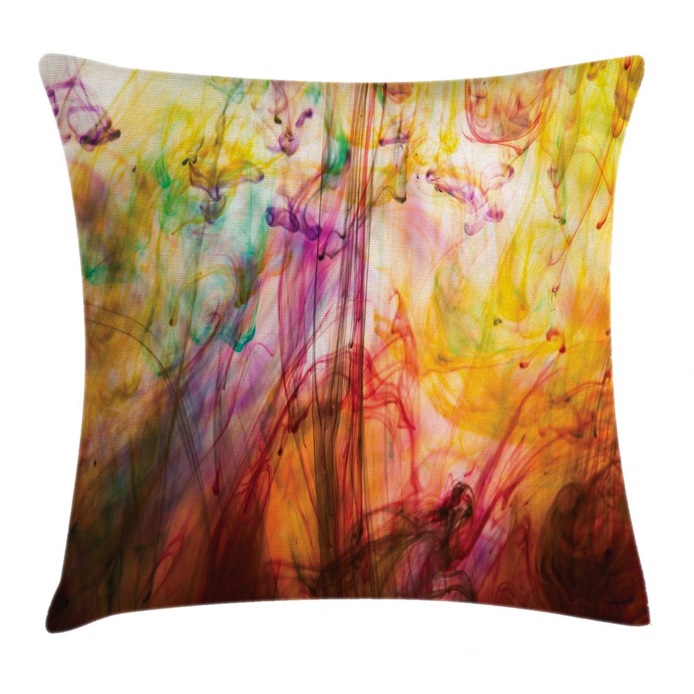 Modern Decor Throw Pillow Cushion Cover, Rainbow Water Painting Colored