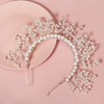 thumbnail image 4 of Wedding Headband Faux Pearl - Handmade Bridal Tiara Hair Hoop Party Headpiece, 4 of 10