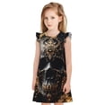 thumbnail image 1 of Balery Gold Pattern Black Skull Camisón de princesa para niñas, pijama de algodón con mangas abullonadas, suave y bonito.-Large, 1 of 6
