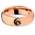 thumbnail image 2 of Tungsten Crescent Moon Howling Wolf Forest Trees Engraved Band Ring 7mm Men Women Comfort Fit 18k Rose Gold Dome Polished, 2 of 4