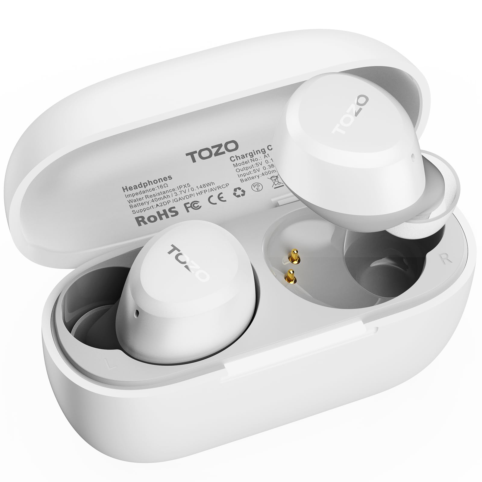 TOZO A1 Mini Wireless Earbuds – Bluetooth 5.3, 30H Playtime, IPX5, Renewed (Obsidian Black)