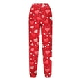 thumbnail image 4 of dazeni Girls Valentine's Day Sweatpants Teen Joggers Sweats Yoga Pants with Pockets Soft Cute Print Petite Wide Leg Baggy Sweatpants Red2, 4 of 5