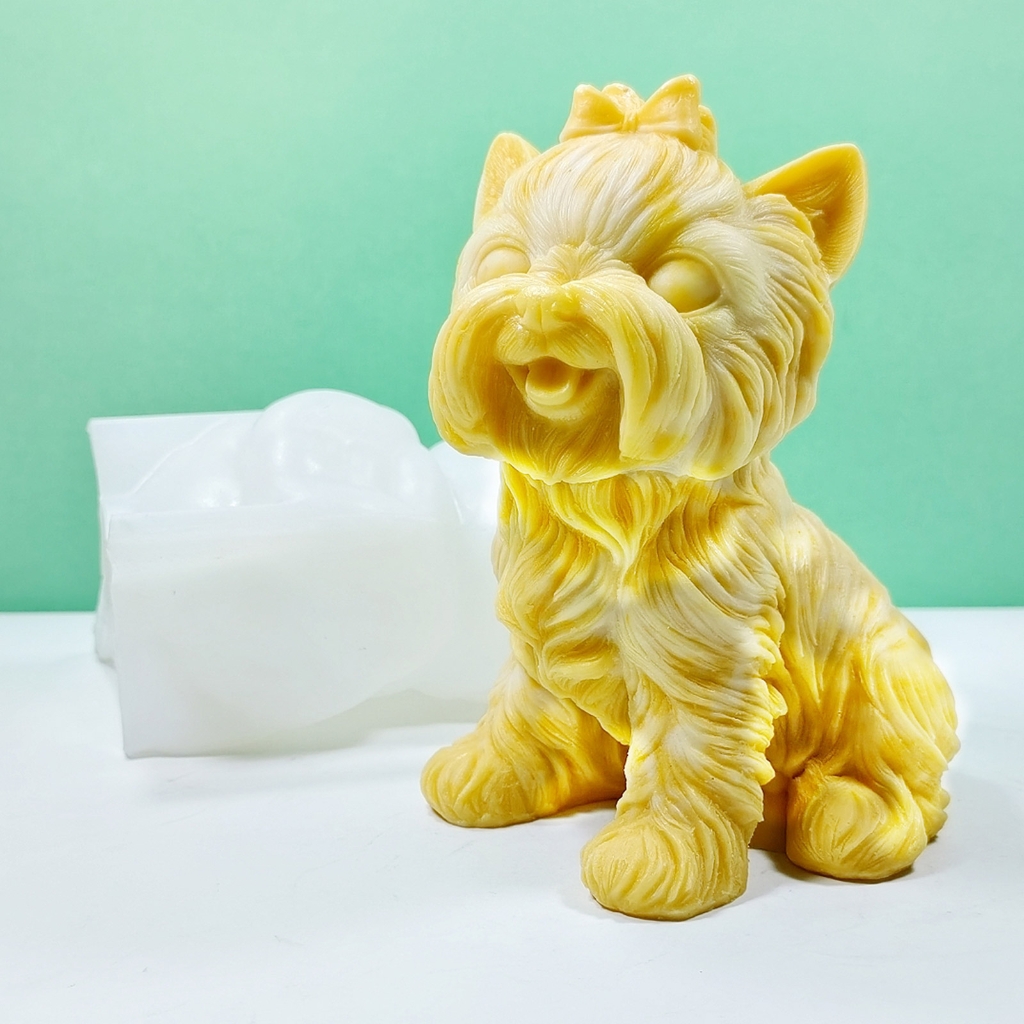 WINDLAND Little Dog Decoration Candle Silicone Mold Epoxy Sitting Dog Candle Silicone Mold DIY Ornament Jewelry Making Tool