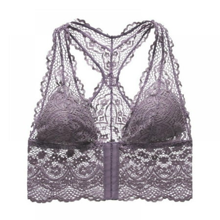 

Women s Front Closure Bra Seamless Vest Lace Bra Padded Wirefree Bralette Bra