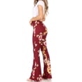 thumbnail image 2 of Women's High Waisted Print Soft Stretch Palazzo Flare Pants Pants, 2 of 6