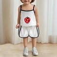 thumbnail image 2 of Taqqpue Baby Toddler Girls Summer Outfits Clothes 2 Piece Kids Spaghetti Strap StrawBerry Printed Cute Casual Top and Loose Shorts (0-8 Year), 2 of 8