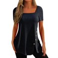 thumbnail image 2 of JIANLAI Womens V Neck Short Sleeve T-Shirt Side Button Detail Casual Summer Blouse Plus Size Fashion Top S to 5XL, 2 of 5