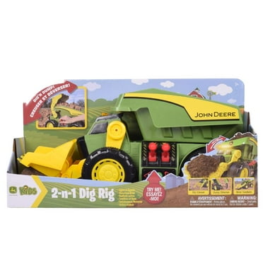 John Deere, 18" 2-N-1 Dig Rig Toy Dump Truck and Front Loader with Lights and Sound, Children Ages 3 and Up
