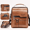 thumbnail image 2 of Fmxomd Messenger Bag for Men Crossbody Shoulder Purse Small Vintage PU Leather Satchel Pouch Side Crossover Handbag Office Business for Men, Brown, 2 of 9