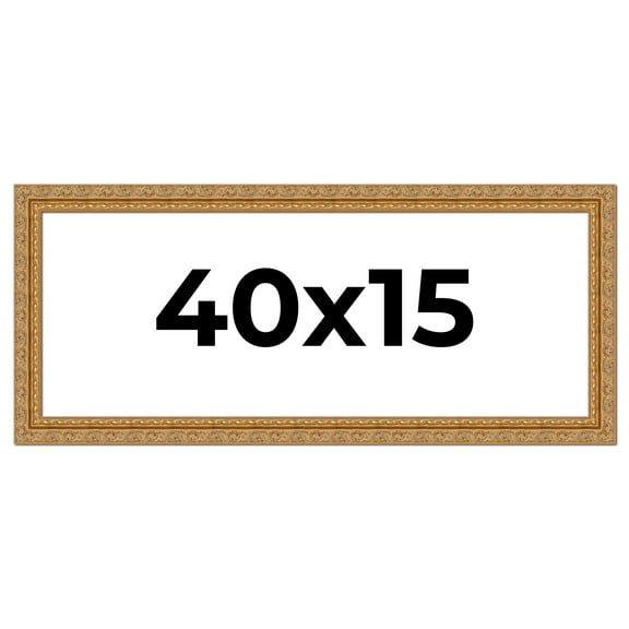 40x15 Frame Gold Ornate Solid Wood Picture Frame | 2 Inch Moulding Width | Firman Traditional Photo