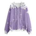 thumbnail image 6 of Women's Hoodies Sweatshirts Women's Christmas Printed Hoodie With Casual Loose Zipper Hoodie Light Purple M, 6 of 7