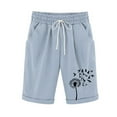 thumbnail image 2 of Ndbuld Women's Bermuda Shorts Jersey Shorts with Deep Pockets Women’s Printed Elastic Waist for Casual with Casual Pockets Half Shorts Pants Light Blue XL, 2 of 3