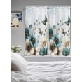 thumbnail image 3 of Teal Tulip Butterfly Living Room Curtains 2 Panel, Beige Turquoise Floral Blue Coastal Cafe Window Treatment, Extra Long Farmhouse Bedroom Bathroom Kitchen Curtains Drapes 104"x72", 3 of 6
