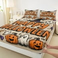 thumbnail image 3 of jejeloiu Happy Halloween Bed Sheets,Cute Ghost Pumpkin King Sheets,Graffiti Hippie Sheet Set For Children,Lightweight Room Decor,4-Piece, 3 of 7