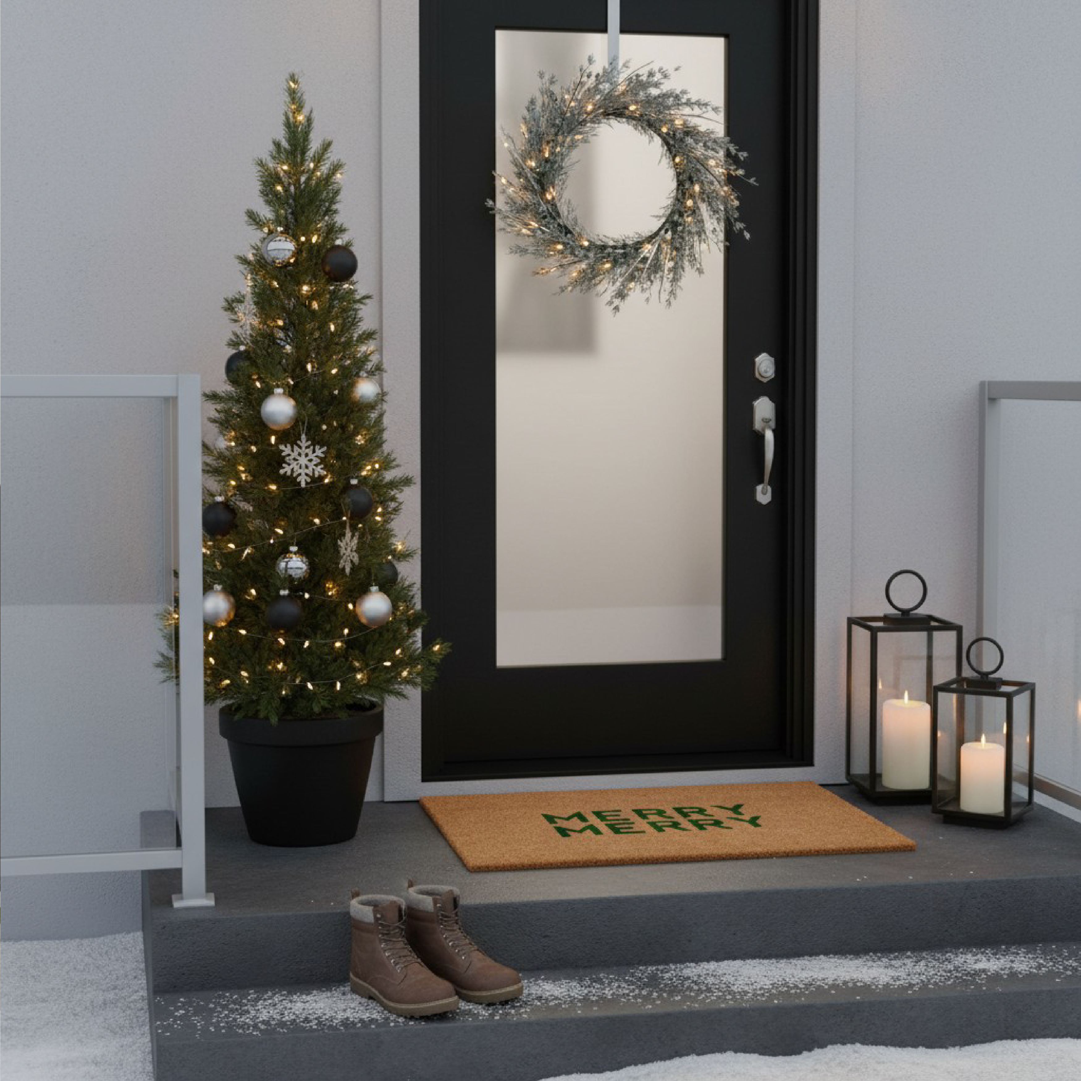 Green Modern Merry Doormat 24" x 36"