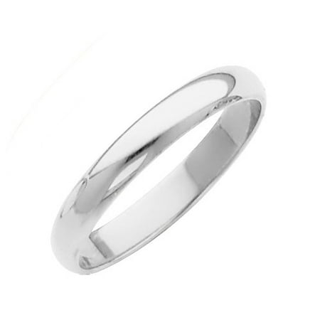 High Polished Dome - Solid 14k White Italian Gold High Polish Domed 2mm Plain Classic Wedding Band Ring Size 8 Available All Sizes