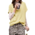 thumbnail image 2 of Women Short Sleeve Knitted Button Up V Neck Casual Sweater Top, 2 of 4