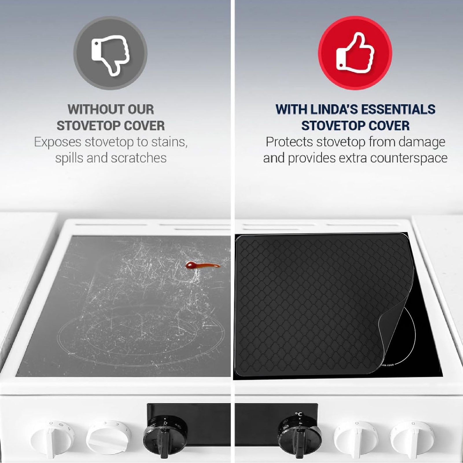Yajisi Silicone Electric Stove Top Cover Mat 27.8 x 19.9 inches Multifunctional Dish Drying Mat Cooktop Protector, Black