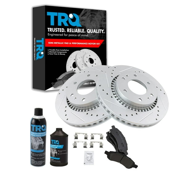 TRQ Performance Brake Rotor & Metallic Pad Front Kit w/Chemicals GM SUV BKA16801 Fits select: 2006-2009 CHEVROLET TRAILBLAZER, 2006-2009 GMC ENVOY