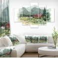 thumbnail image 1 of Watercolor House Aad Mountains - Landscape Canvas Art Print, 1 of 3