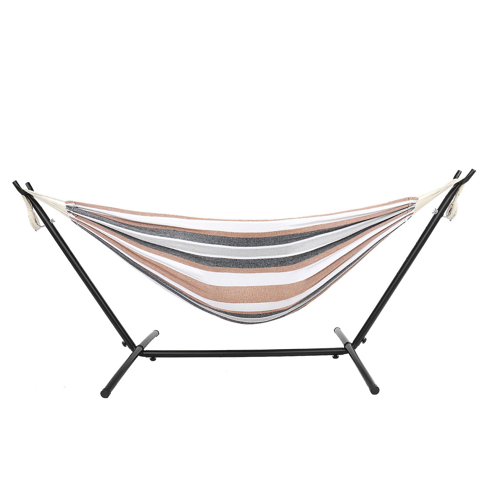 Ktaxon 9ft 200*150cm Polyester Cotton Hammock Hammock Set Coffee Strip