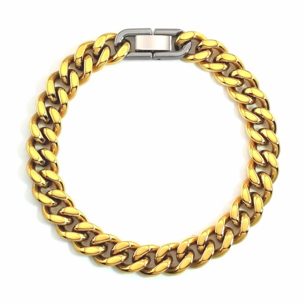 Pulsera Cuban Link de acero inoxidable para hombre, 0,9 cm x 19 cm