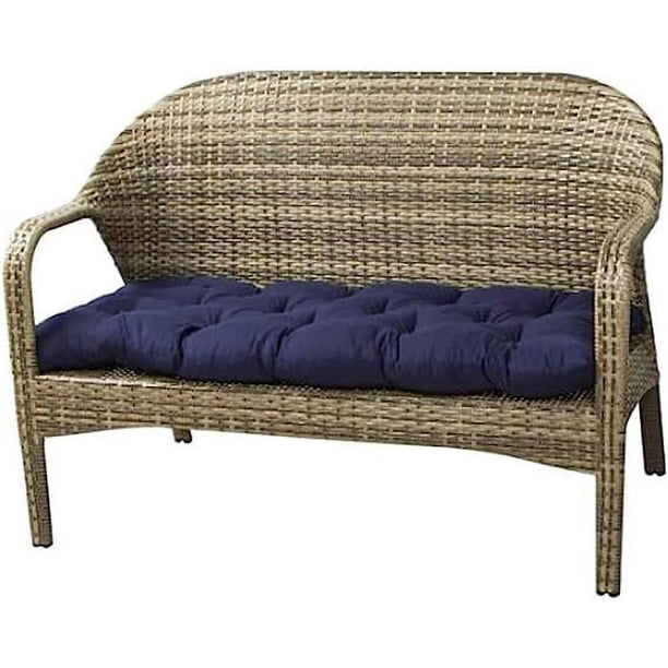 Xiao Hua Cojín para sofá de dos plazas, para banco de exterior, 99 x 50 cm, antideslizante, grueso, para mecedoras, para viajes, vacaciones, jardín, interior y exterior (azul marino)