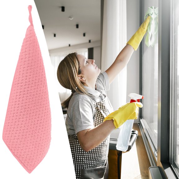Towels For Kitchen & Bathroom Super Absorbent Soft Small Hanging Towel Set With Hanging Loop Polyester Towel,Pink,Cloth