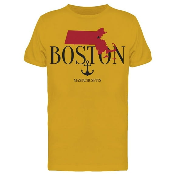 Boston Massachusetts Map T-Shirt Men -Image by Shutterstock, Male XX-Large