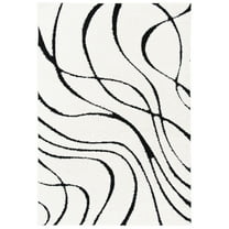SAFAVIEH Florida Tamzen Abstract Shag Area Rug, Ivory/Black, 2' x 3'
