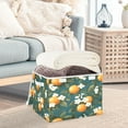 thumbnail image 3 of Yayeee Collapsible Cube Storage Bin with Lid Fabric Closet Decorative Basket with Handles, Green Floral Orange, 3 of 7