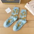 thumbnail image 3 of 5 pares de calcetines de algodón con estampado floral vintage lindos para niñas adolescentes calcetines de encaje con volantes bonitos, 3 of 5