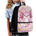thumbnail image 3 of Binienty Cute Pink Axolotl Floral Backpack for Kids Elementary School Students 17 Inch Large Capacity Bookbag with Customizable Shoulder Straps Front Zipper Pocket Back to School Gifts, 3 of 6