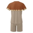 thumbnail image 4 of YLSDY Men's 2 Piece Outfits Western Print Vintage Aztec Short Sleeve Crewneck T Shirt and Drawstring Shorts Set Tracksuit Khaki XXXL, 4 of 5