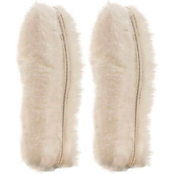 Sheepskin Shoe Insoles, Durable & Fluffy, 2 Pairs, Beige, Count of 2