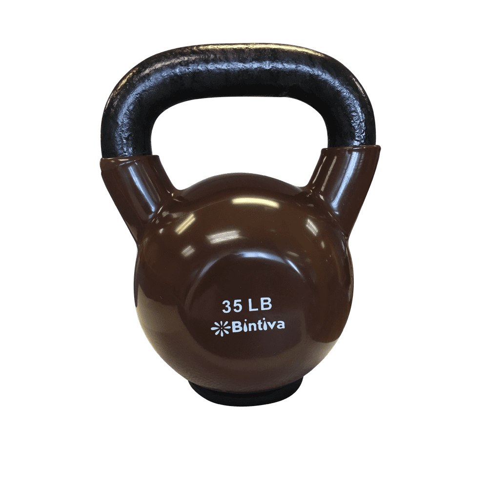 Kettlebells Professional Grade, Vinyl Coated, Solid Cast Iron Weights