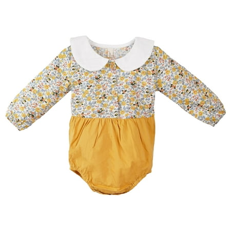 

Salute Newborn Baby Girl Floral Long Sleeve Onesie Mustard 12-18 Months