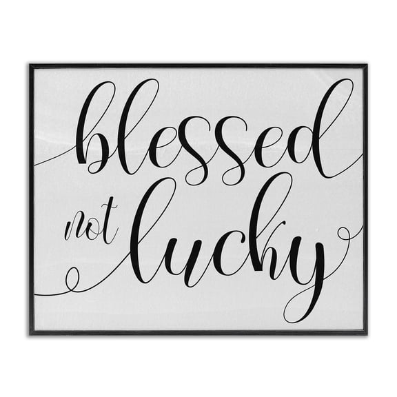 Stupell Industries Shabby Chic Blessed not Lucky Script Black Framed Giclee Art, 14 x 11, by Lil' Rue