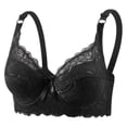thumbnail image 2 of Feancey Lace Bras for Older Women Plus Size Underwire Bra Lightly Padded Push Up Bras Anti-Sagging High Support Everyday Brassiere Black 36, 2 of 5